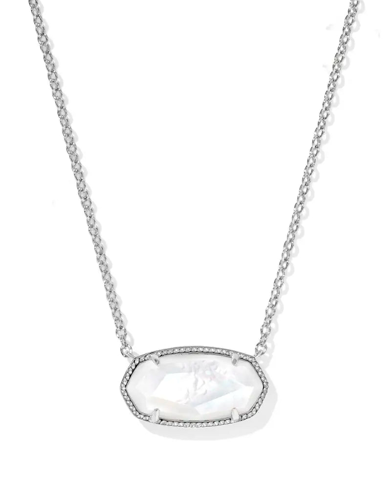 Elisa Silver Statement Pendant Necklace in Ivory Mother-of-Pearl