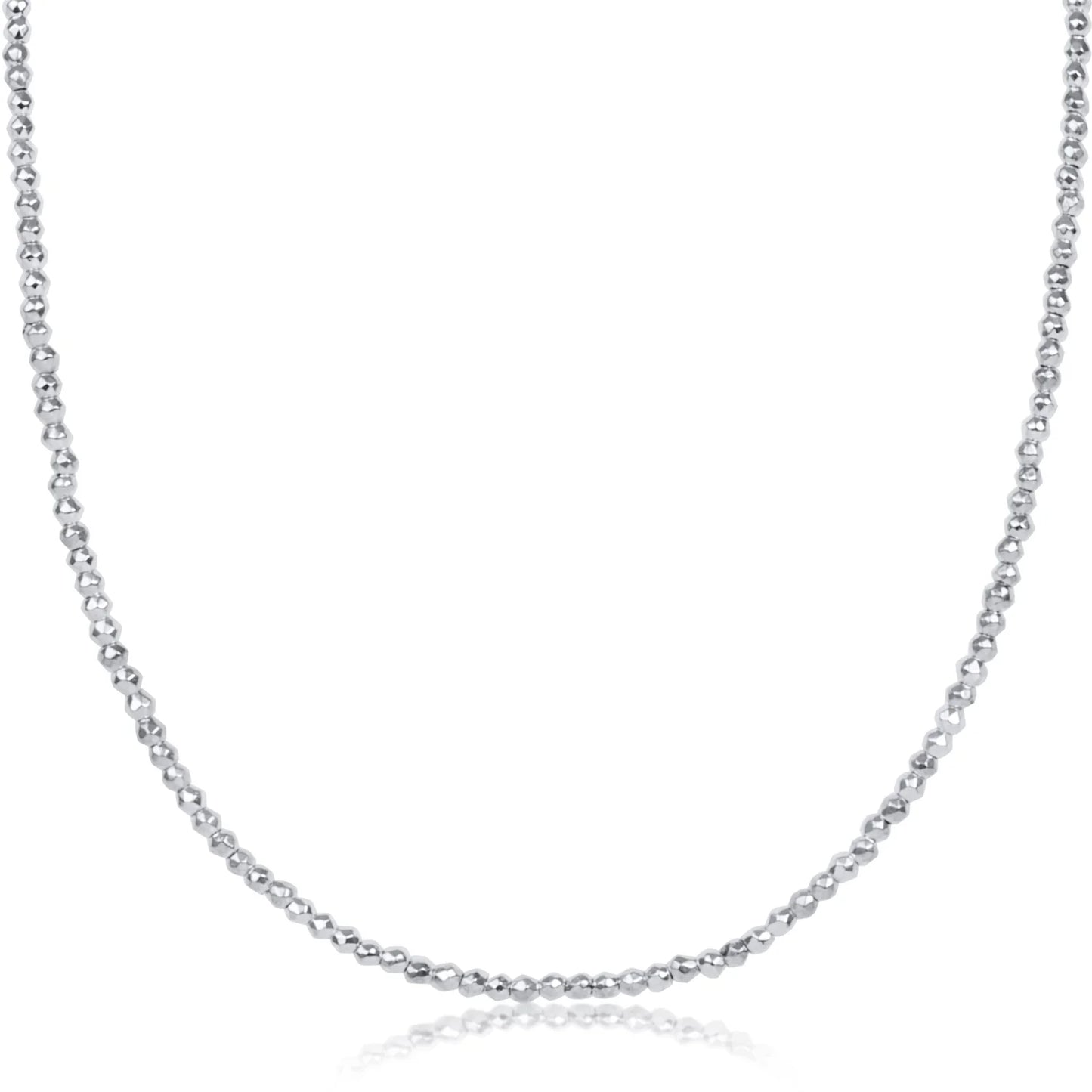 Choker Bright Silver Faceted Hematite 2mm Bead