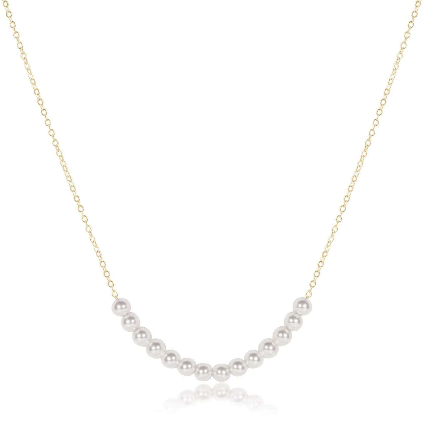 16" Necklace Gold - Classic Beaded Bliss - 4mm Pearl