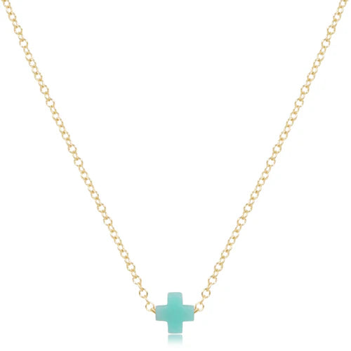 16" Necklace Gold - Signature Cross Small - Mint