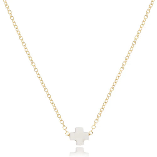 16" Necklace Gold - Signature Cross Small - Off-White