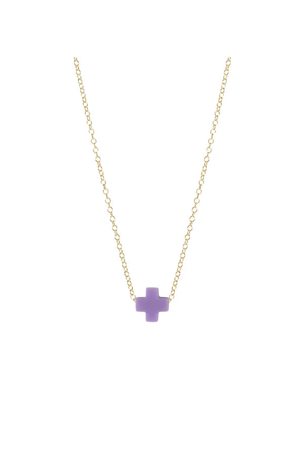 16" Necklace Gold - Signature Cross Small - Purple