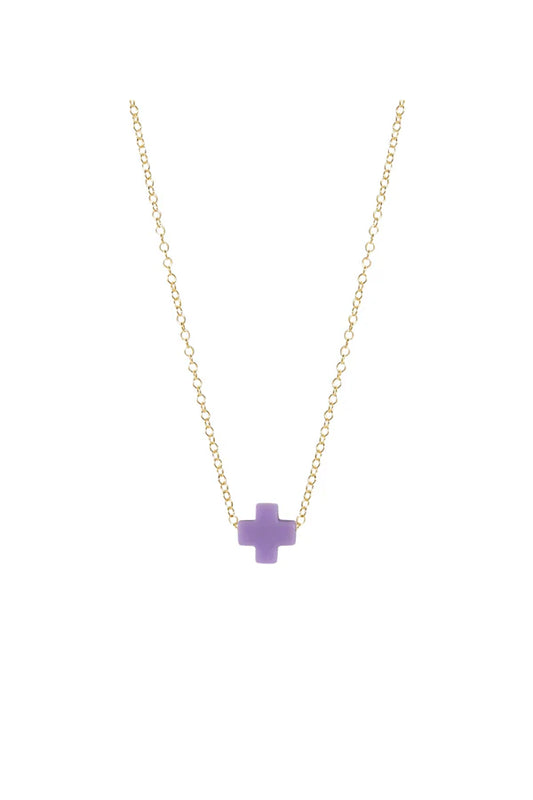16" Necklace Gold - Signature Cross Small - Purple