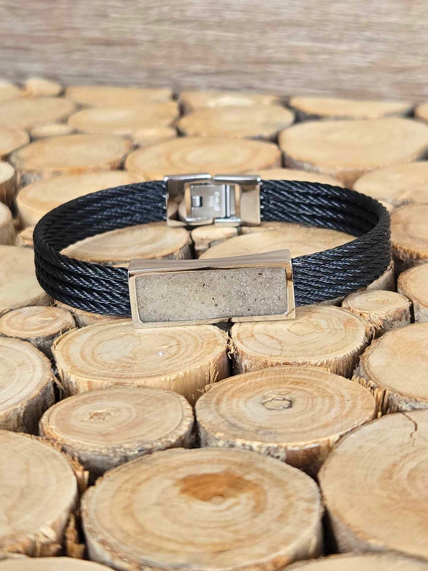Nautical Steel Cable Bracelet - Black