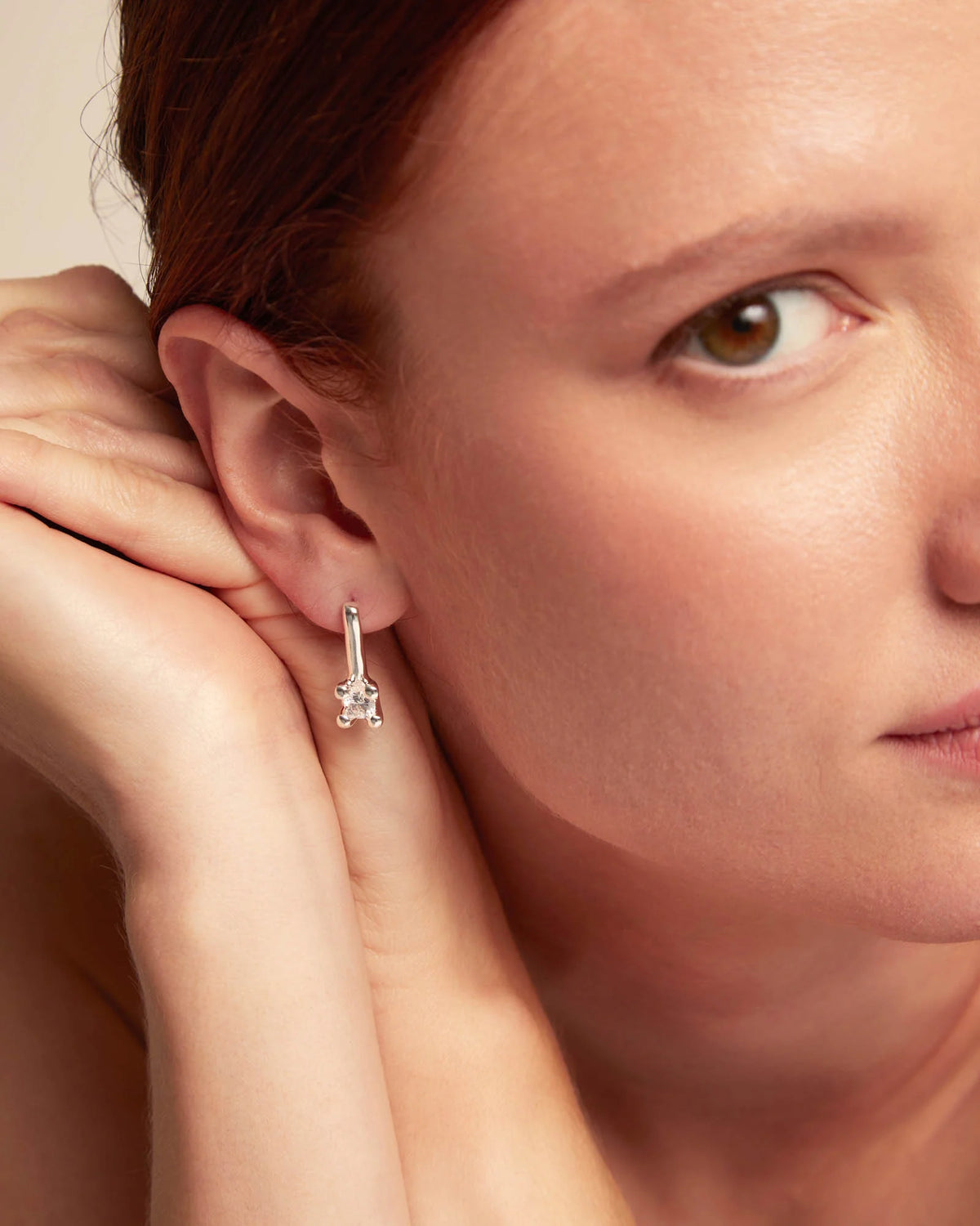 Divine - Drop earrings with white cubic zirconia - Silver