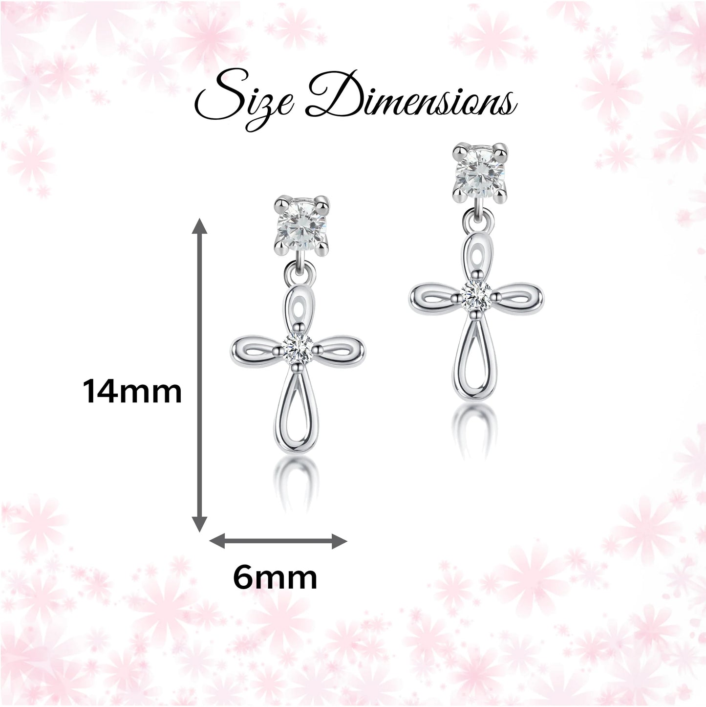 Children's Sterling Silver CZ Infinity Cross Drop Earrings