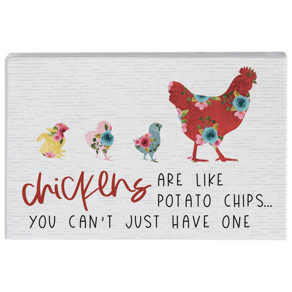 Chickens Potato Chips Wood Sign