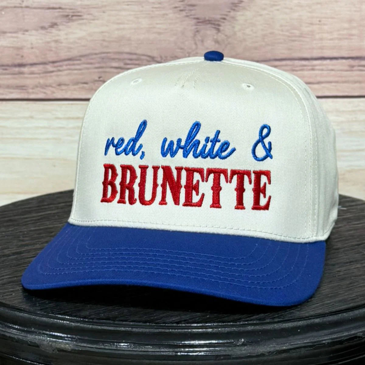 Red White & Brunette Natural/Royal Hat