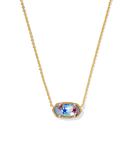 Elisa Gold Pendant Necklace in Red White Blue Star Illusion