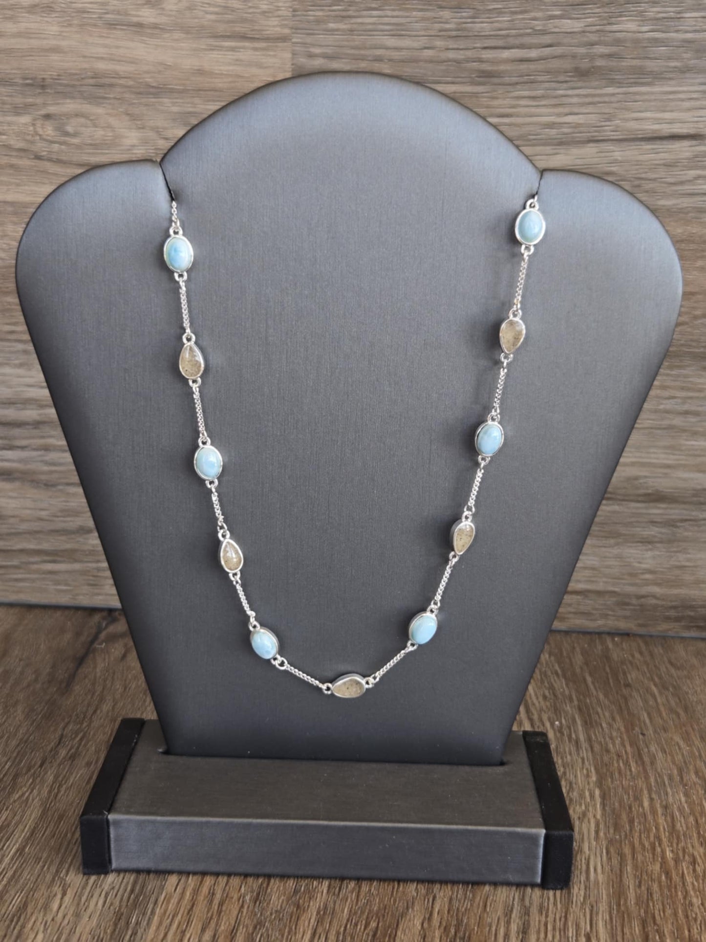 Stepping Stone Necklace - Larimar & Sand