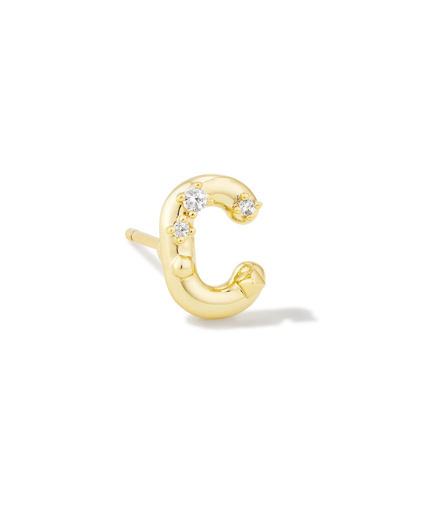 Crystal Gold Letter Single Studs