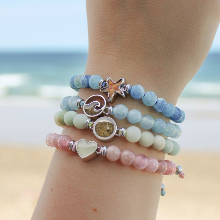Beaded Bracelet Adjustable - Round - Amazonite