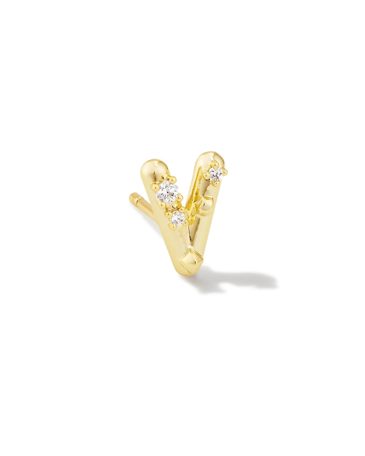 Crystal Gold Letter Single Studs