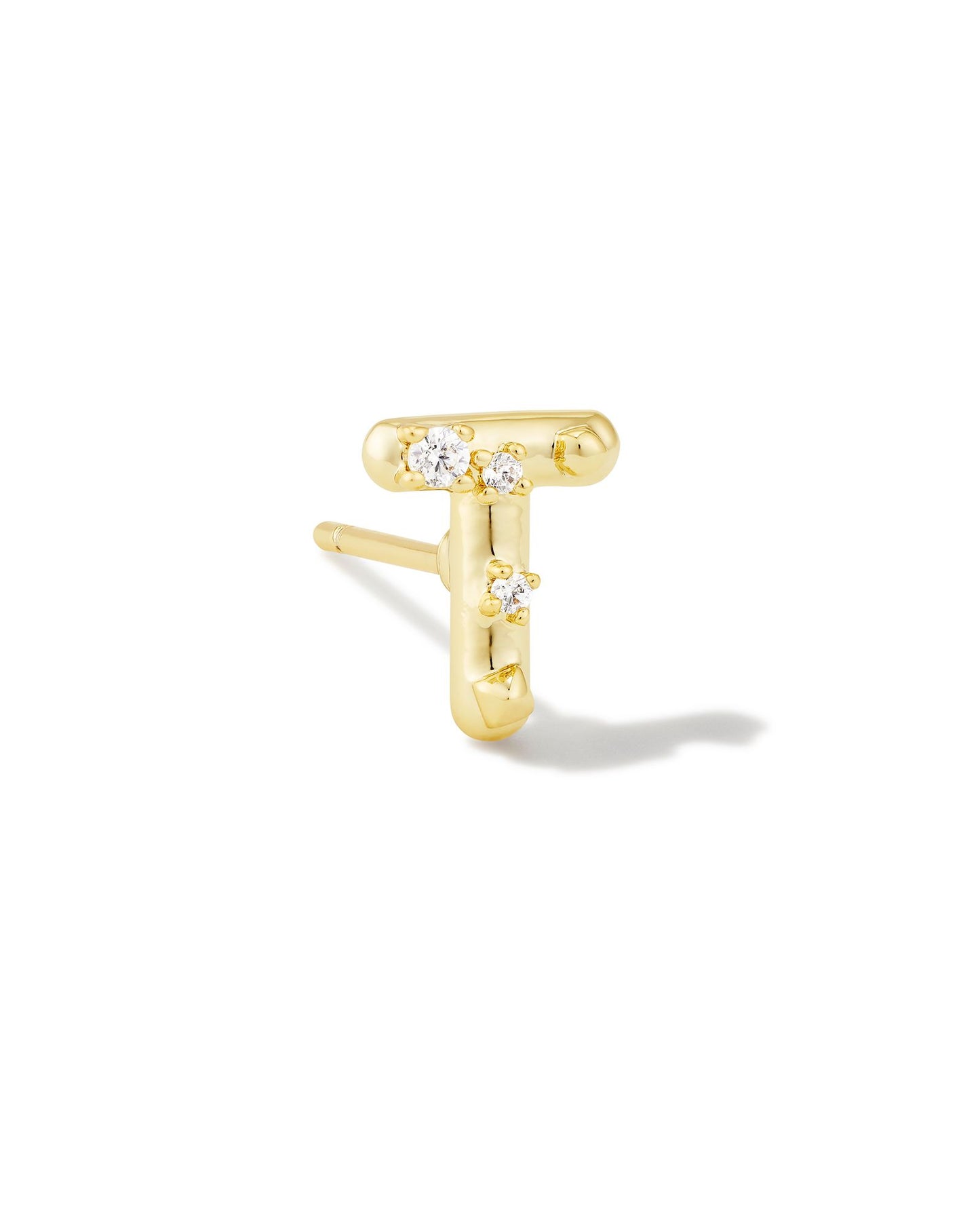 Crystal Gold Letter Single Studs