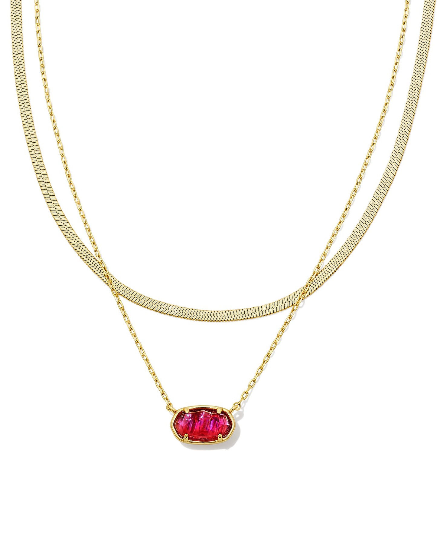 Grayson Gold Herringbone Multistrand Necklace in Light Burgundy Illusion