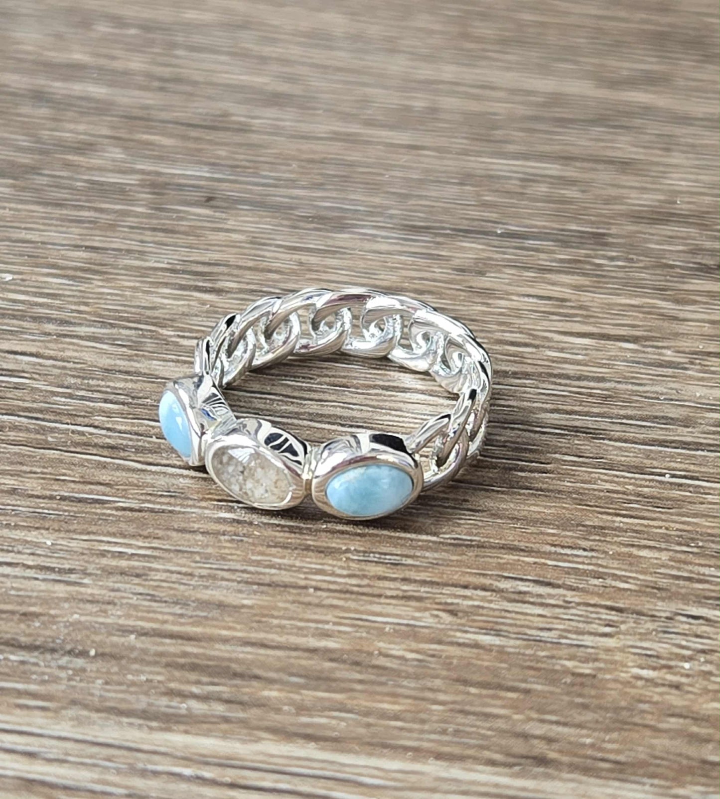 Milan Ring - Larimar & Sand