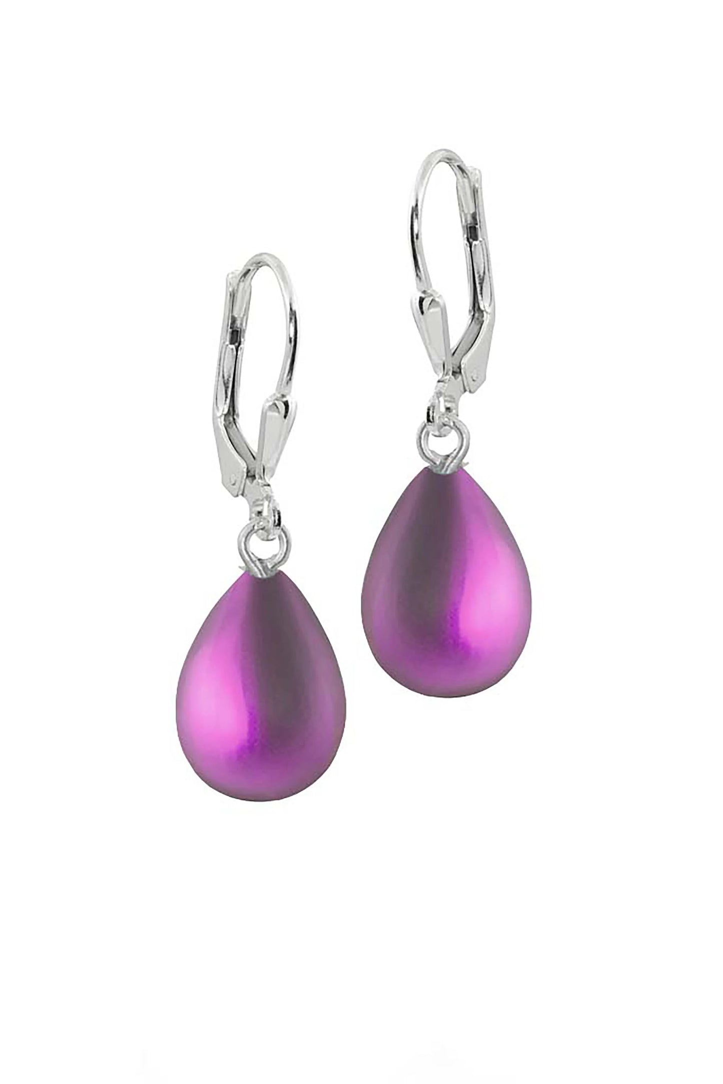 Dangle Crystal Drop Earrings - Pink Frosted