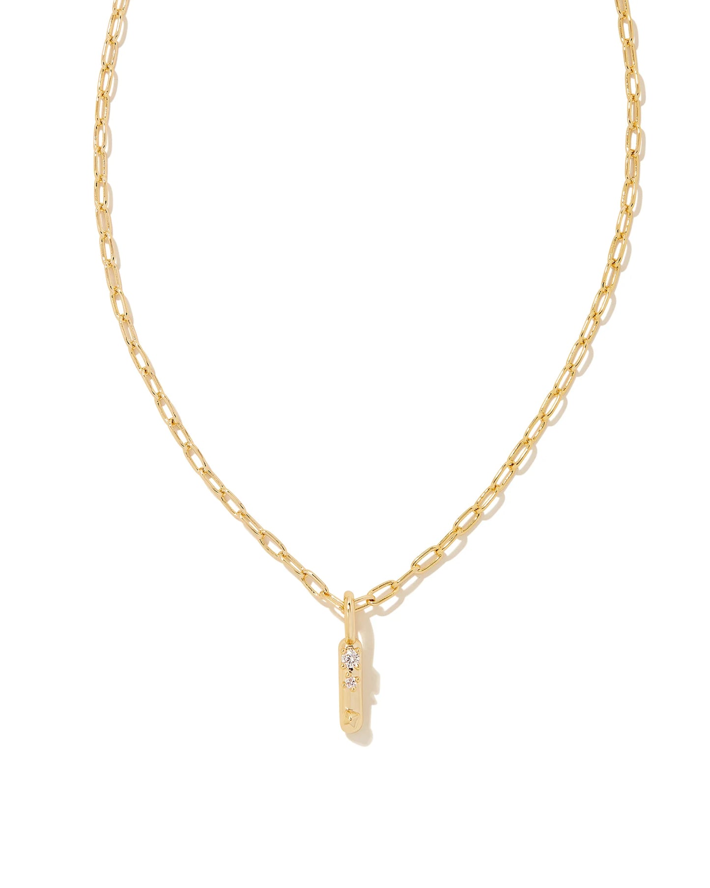 Crystal Letters Gold Short Pendant Necklaces in White Crystal