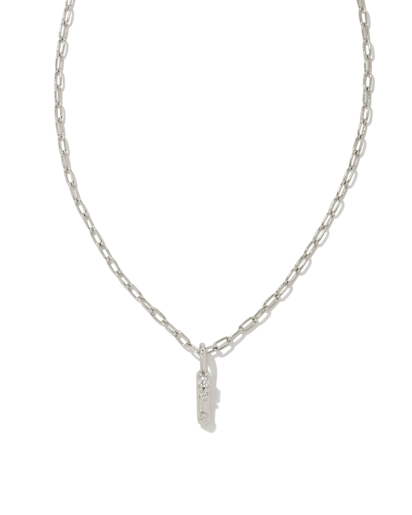 Crystal Letters Silver Short Pendant Necklaces in White Crystal