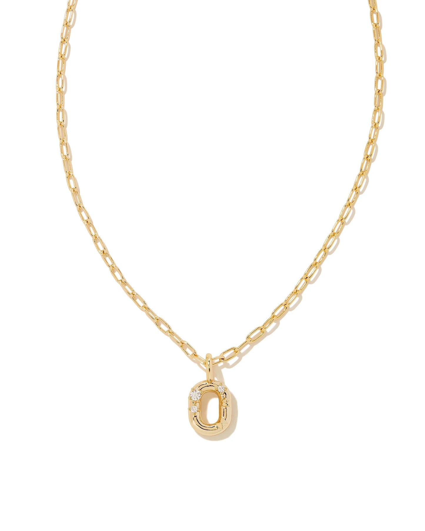Crystal Letters Gold Short Pendant Necklaces in White Crystal