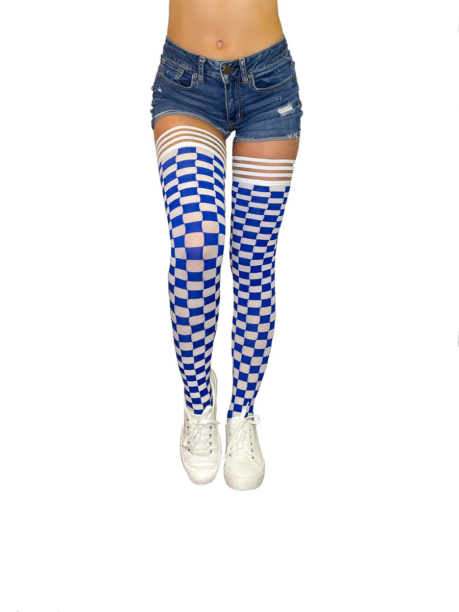 Game Day! - Blue & White Thigh Highs