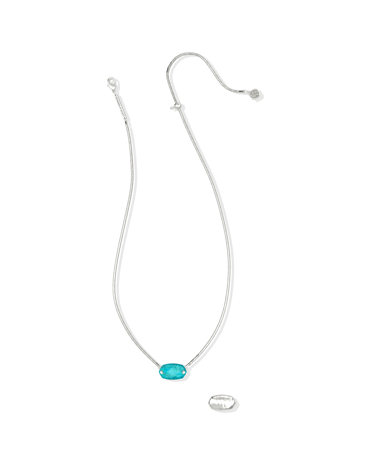Elisa Riveted Silver Short Pendant Necklace in Variegated Turquoise Magnesite