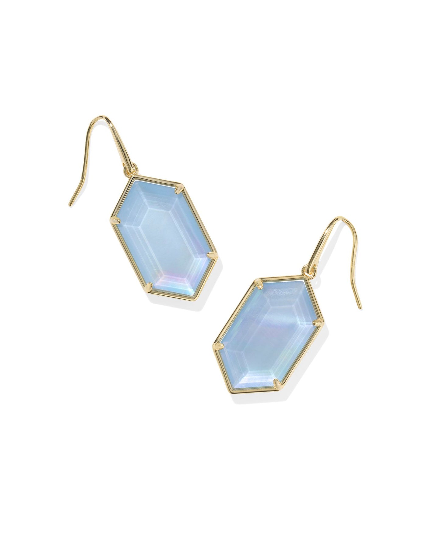 Hallie Silver Drop Earrings in Sky Blue Mother of Pearl