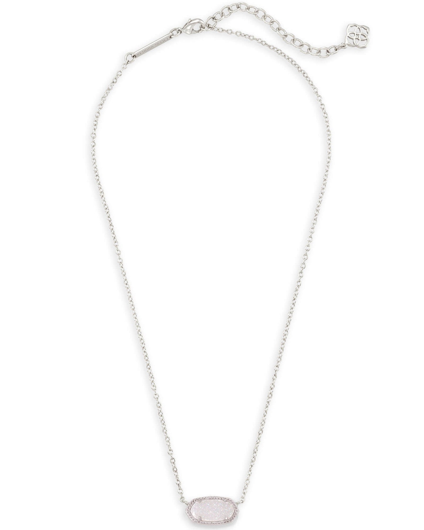 Elisa Silver Pendant Necklace in Iridescent Drusy