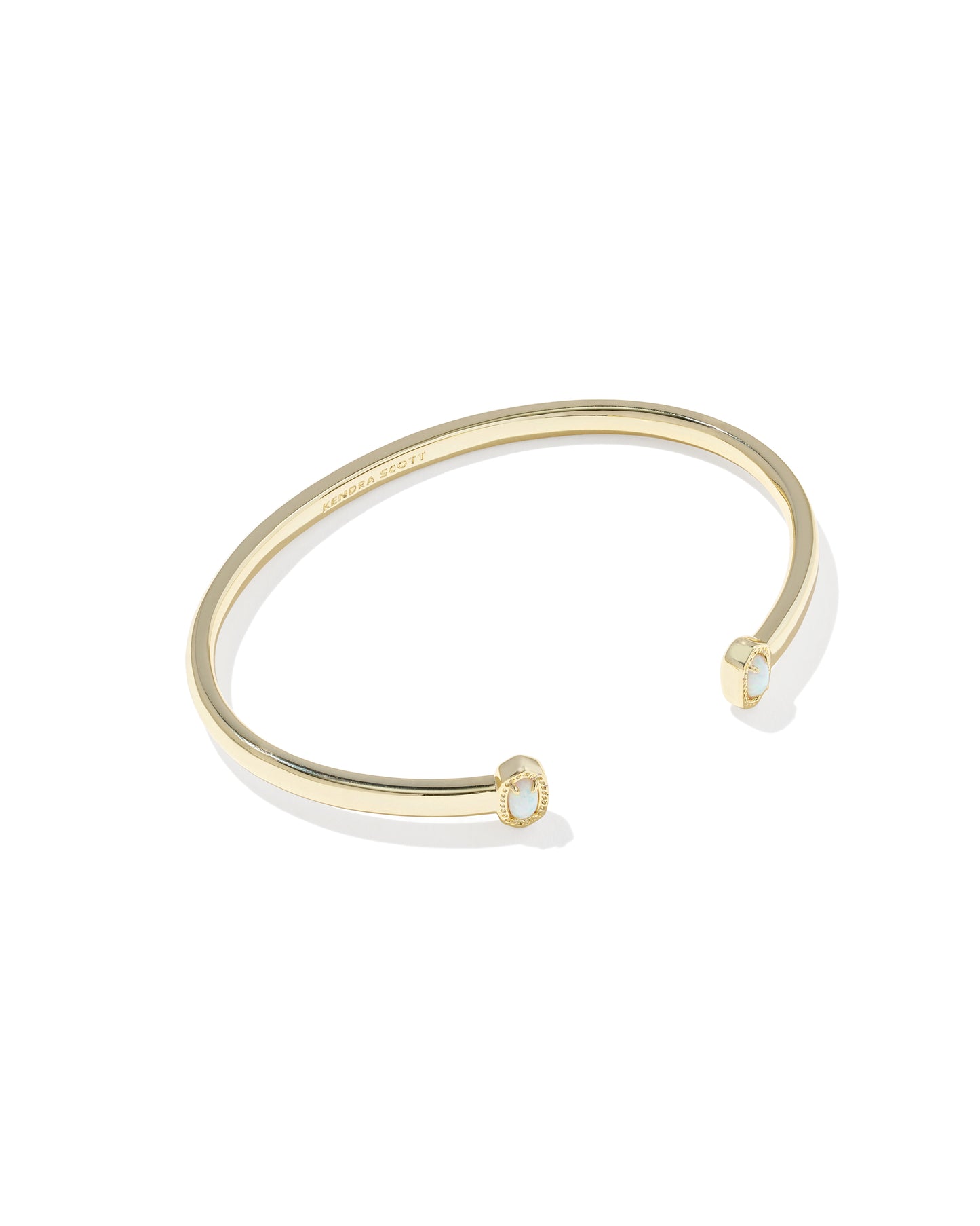 Mini Elton Gold Cuff Bracelet in Bright White Opal