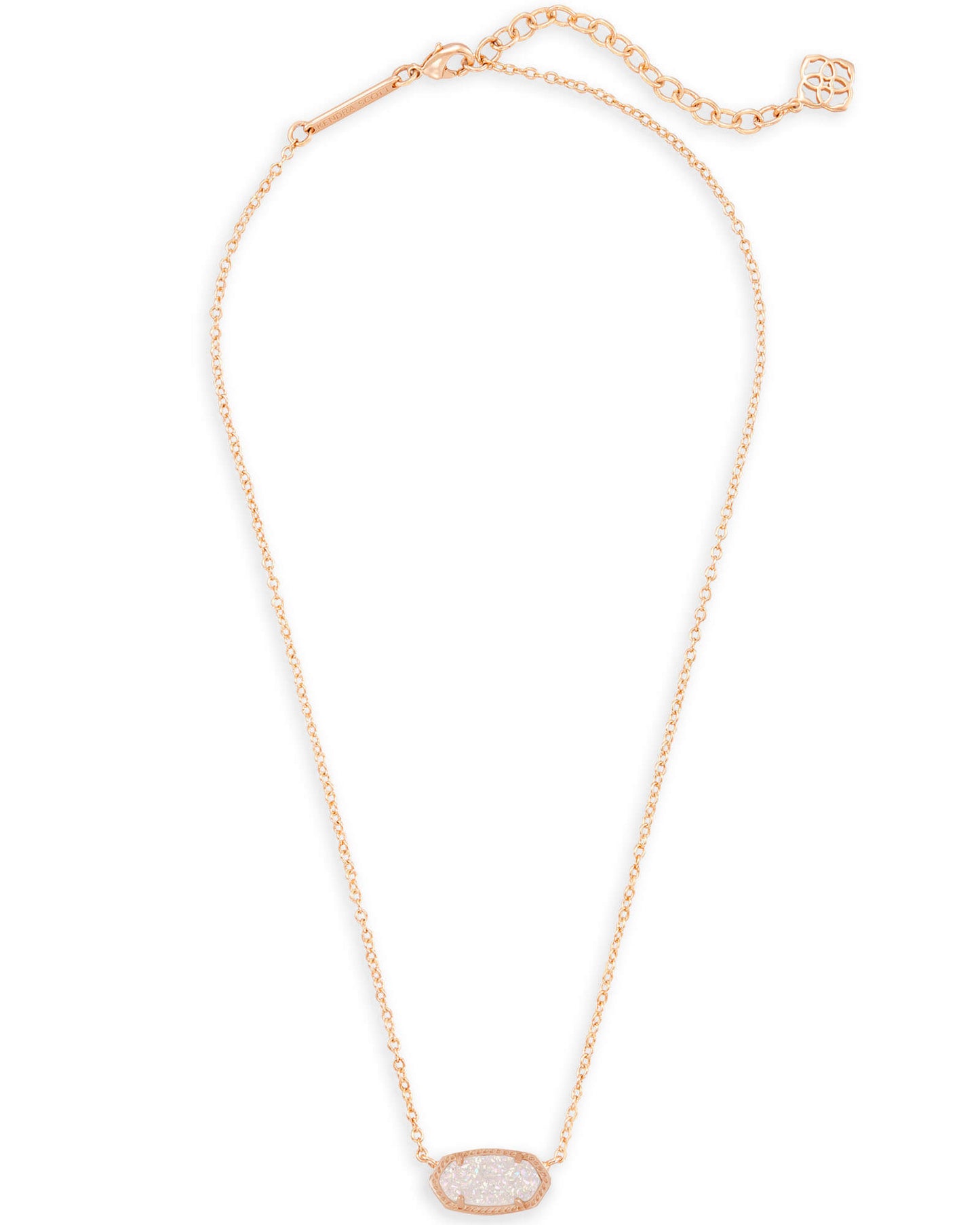 Elisa Rose Gold Pendant Necklace in Iridescent Drusy