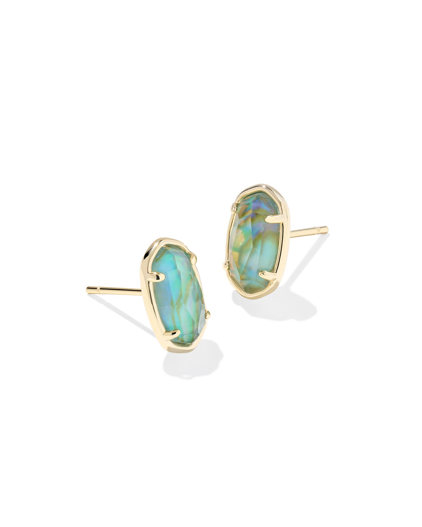 Grayson Gold Deep Aqua Illusion Stone Stud Earrings