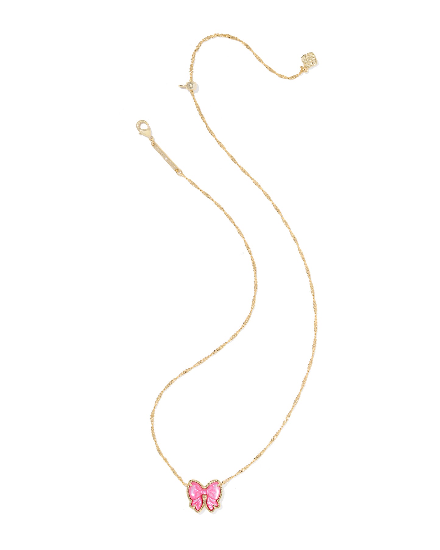 Haley Bow Gold Short Pendant Necklace in Rose Violet Mother of Pearl