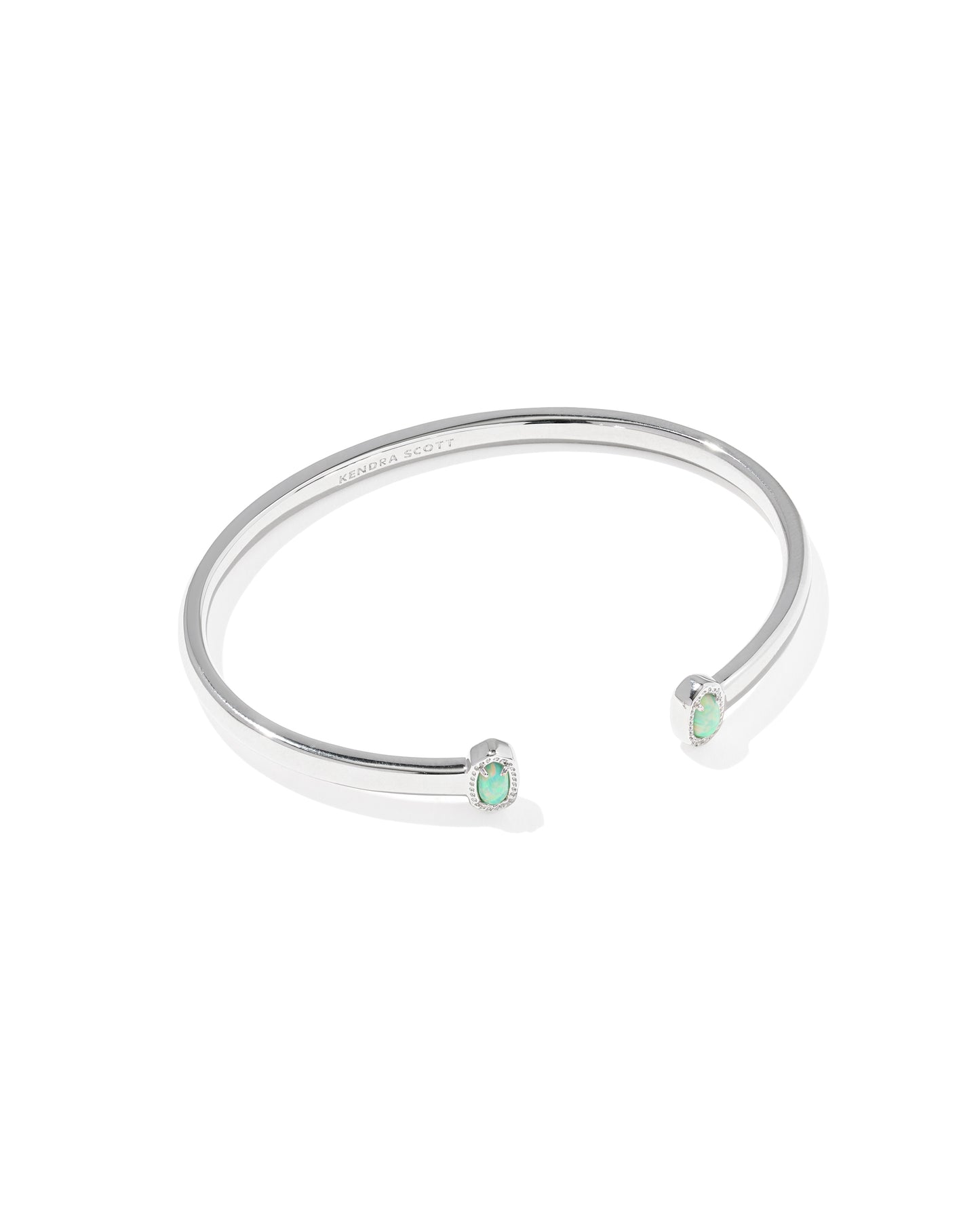 Mini Elton Silver Cuff Bracelet in Green Opal