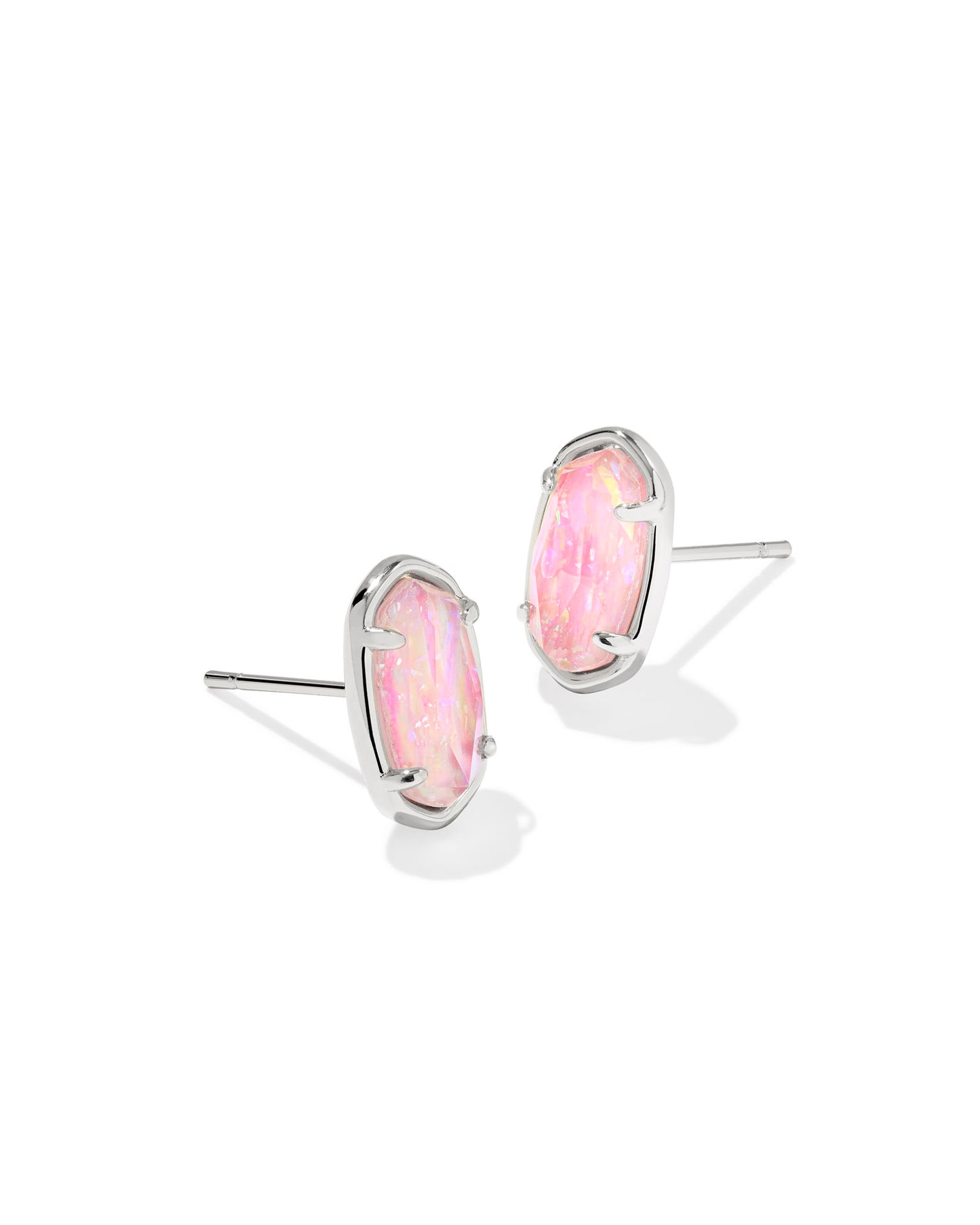 Grayson Silver Pink Iridescent Mother of Pearl Stone Stud Earrings