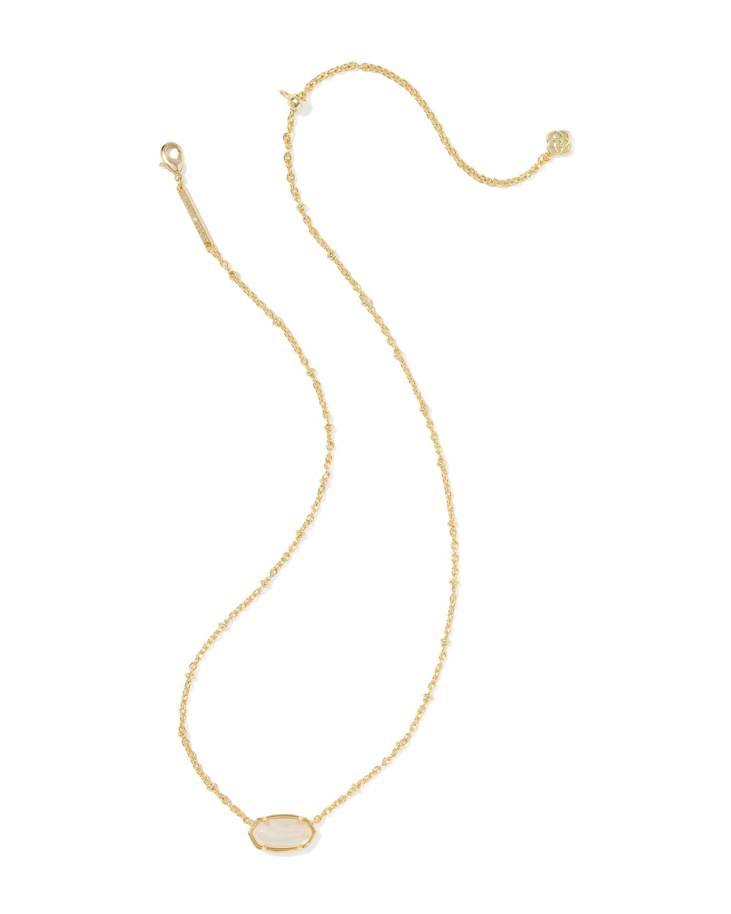 Tiger Striped Elisa Gold Short Pendant Necklace in Natural Mother of Pearl