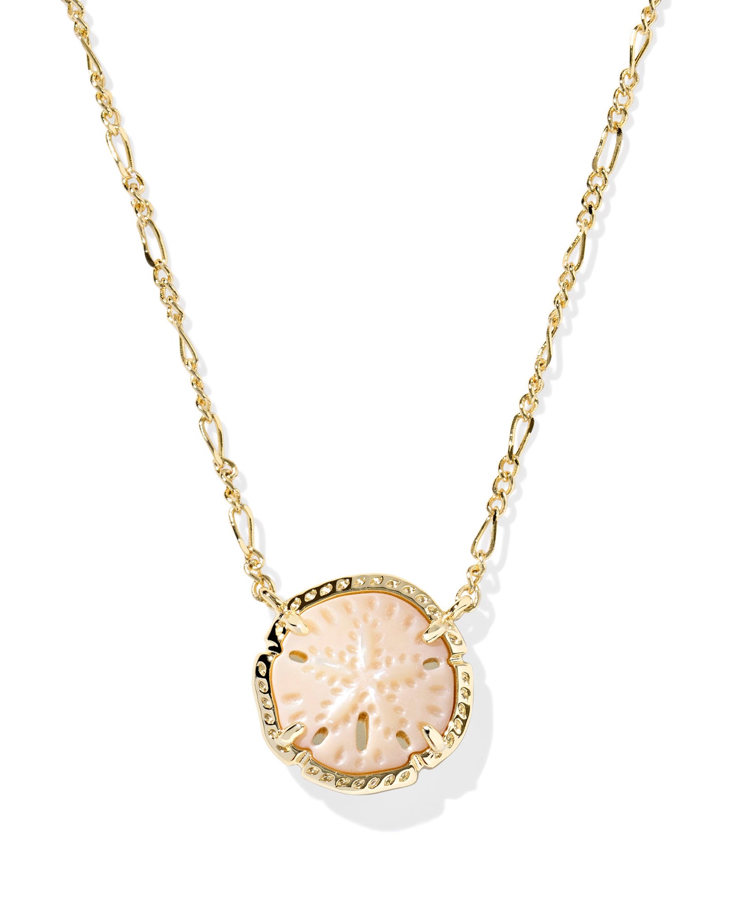 Sand Dollar Gold Natural Mother of Pearl Short Pendant Necklace