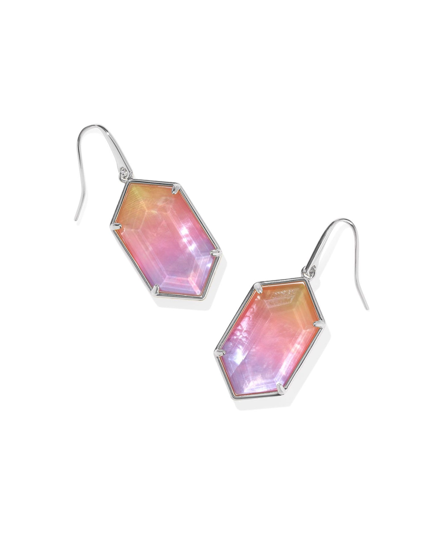 Hallie Silver Drop Earrings in Sunrise Watercolor Illusion