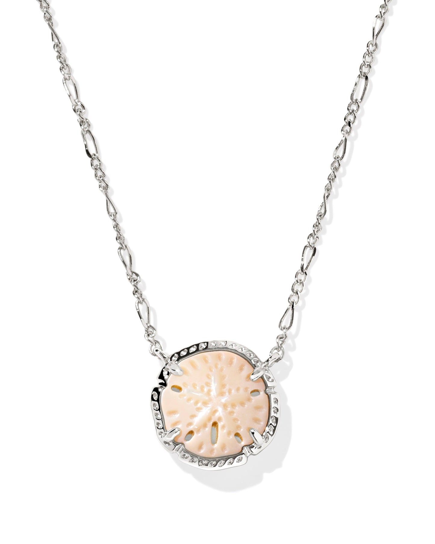 Sand Dollar Silver Natural Mother of Pearl Short Pendant Necklace