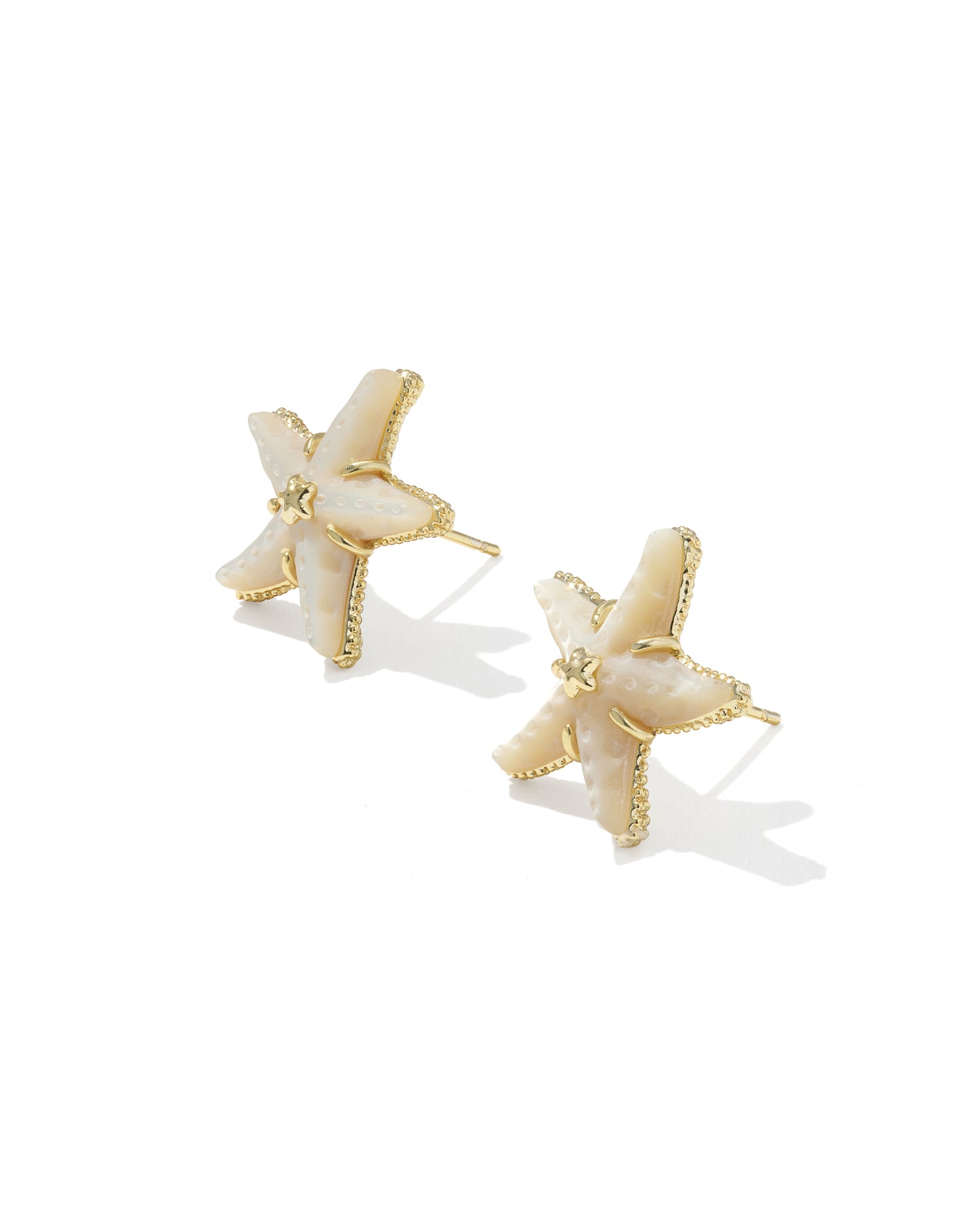 Parker Starfish Gold Stud Earrings in Mother of Pearl