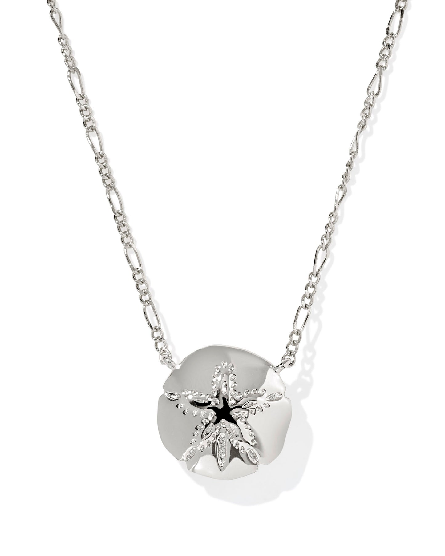 Sand Dollar Silver Natural Mother of Pearl Short Pendant Necklace