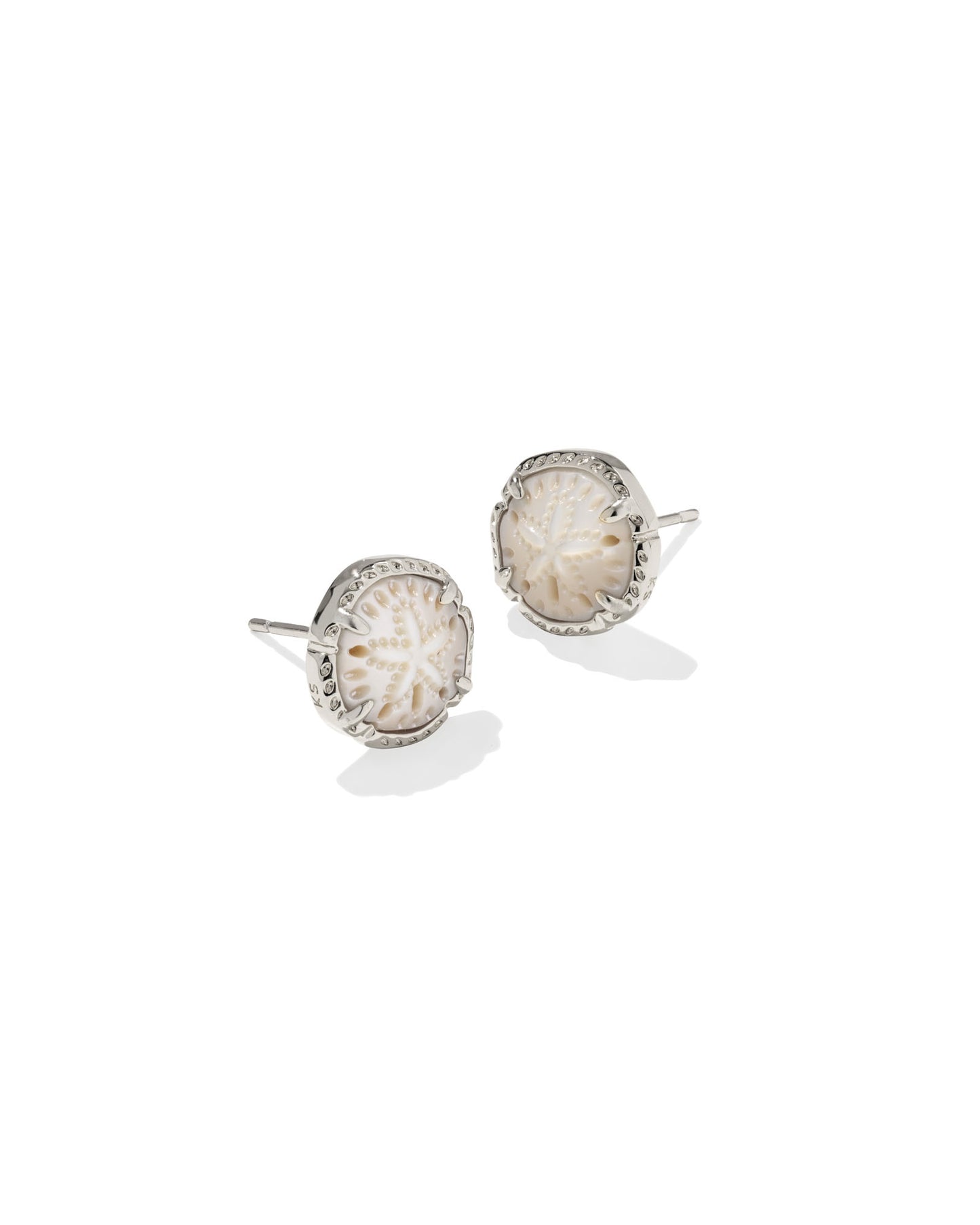Sand Dollar Silver Natural Mother of Pearl Stud Earrings