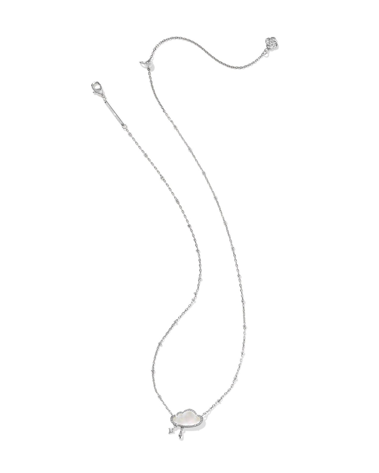 Celeste Cloud Silver Short Pendant Necklace in Matte Dichroic Glass