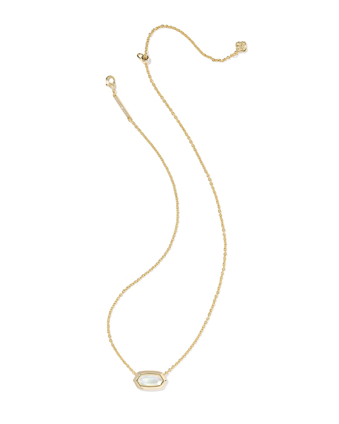 Elisa Bezel Gold Short Pendant Necklace in Ivory Mother of Pearl