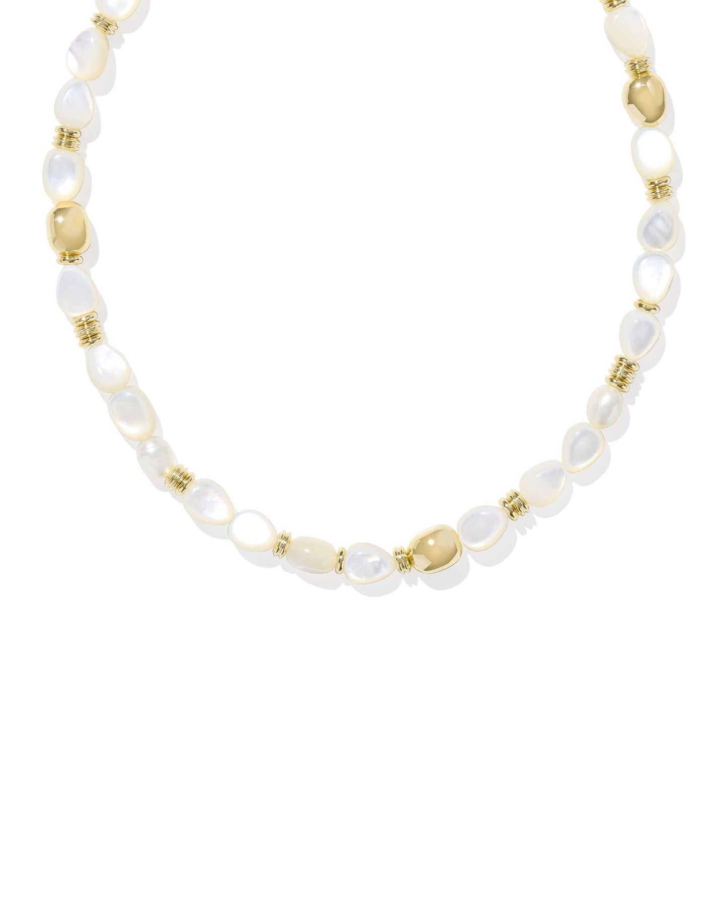 Melody Gold Beaded Strand Necklace in Ivory Mother of Pearl