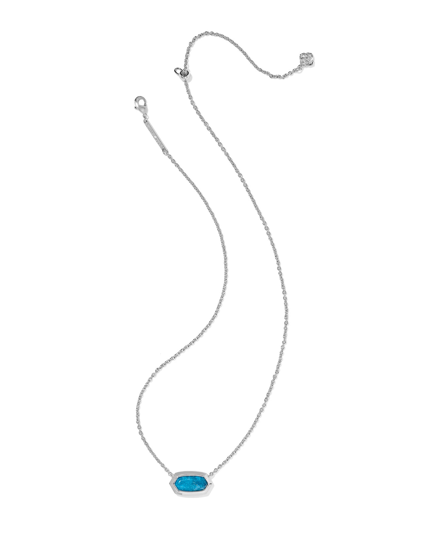 Elisa Bezel Silver Short Pendant Necklace in Variegated Indigo Magnesite