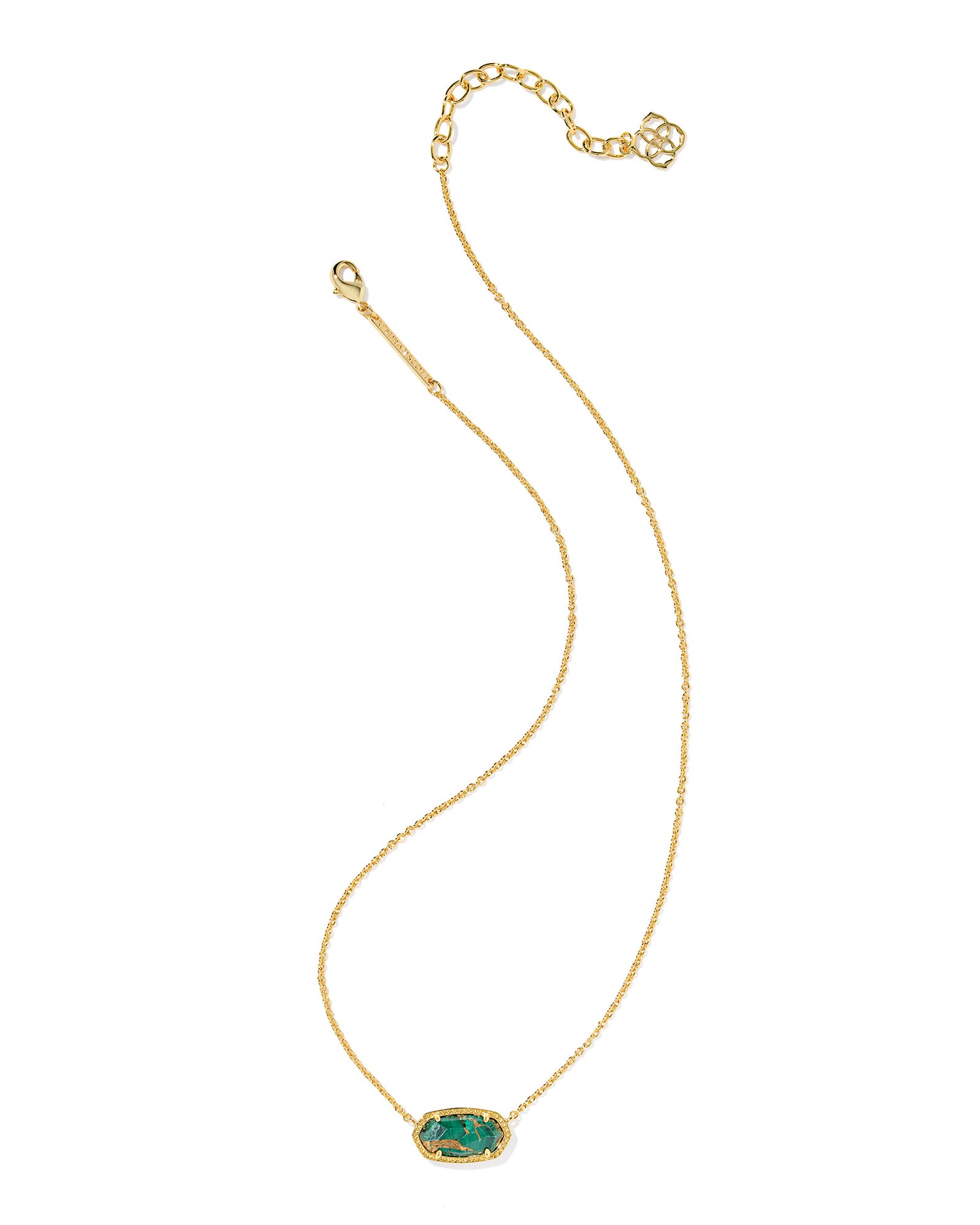 Elisa Gold Short Pendant Necklace in Bronze Veined Malachite