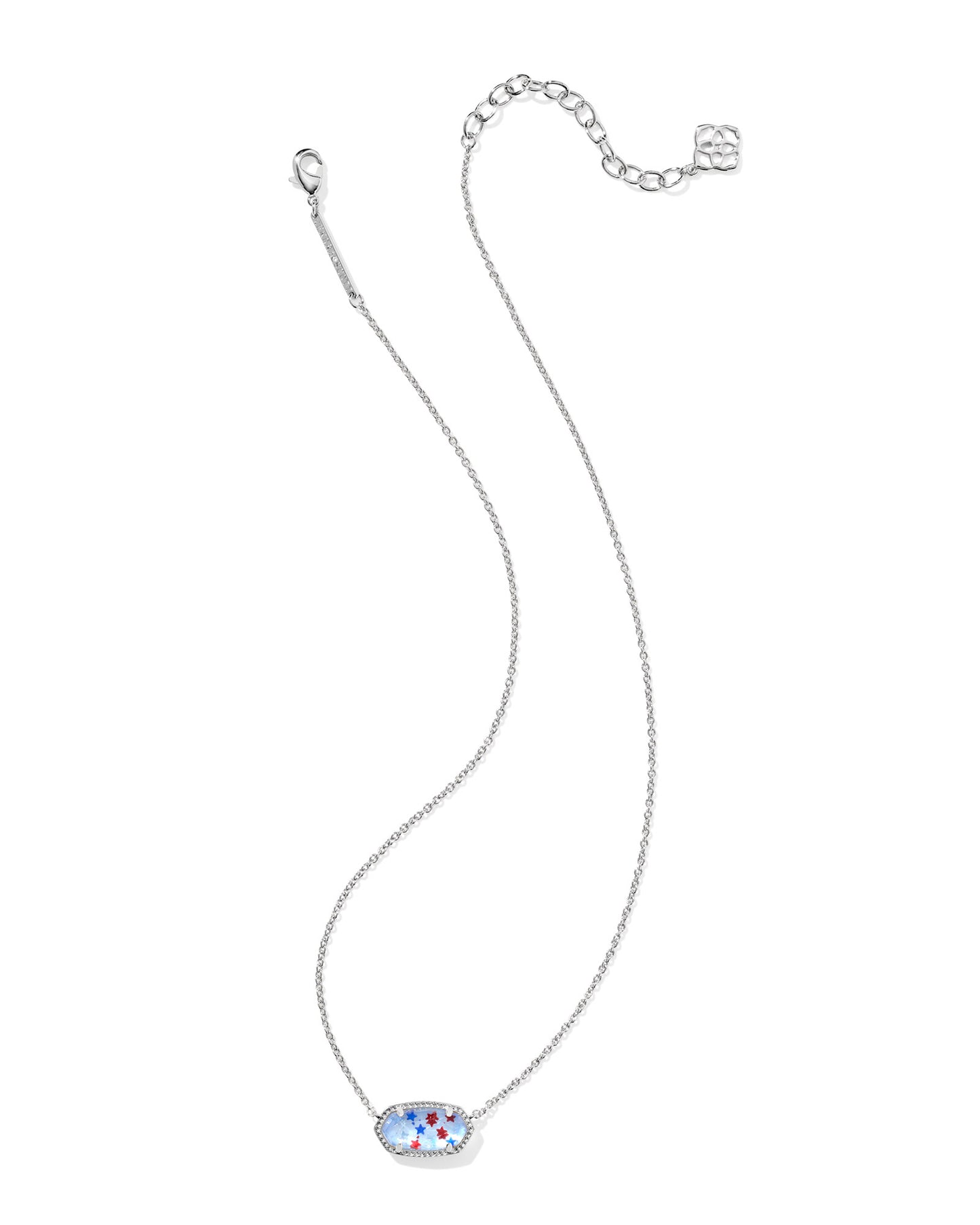 Elisa Silver Short Pendant Necklace Red White Blue Illusion