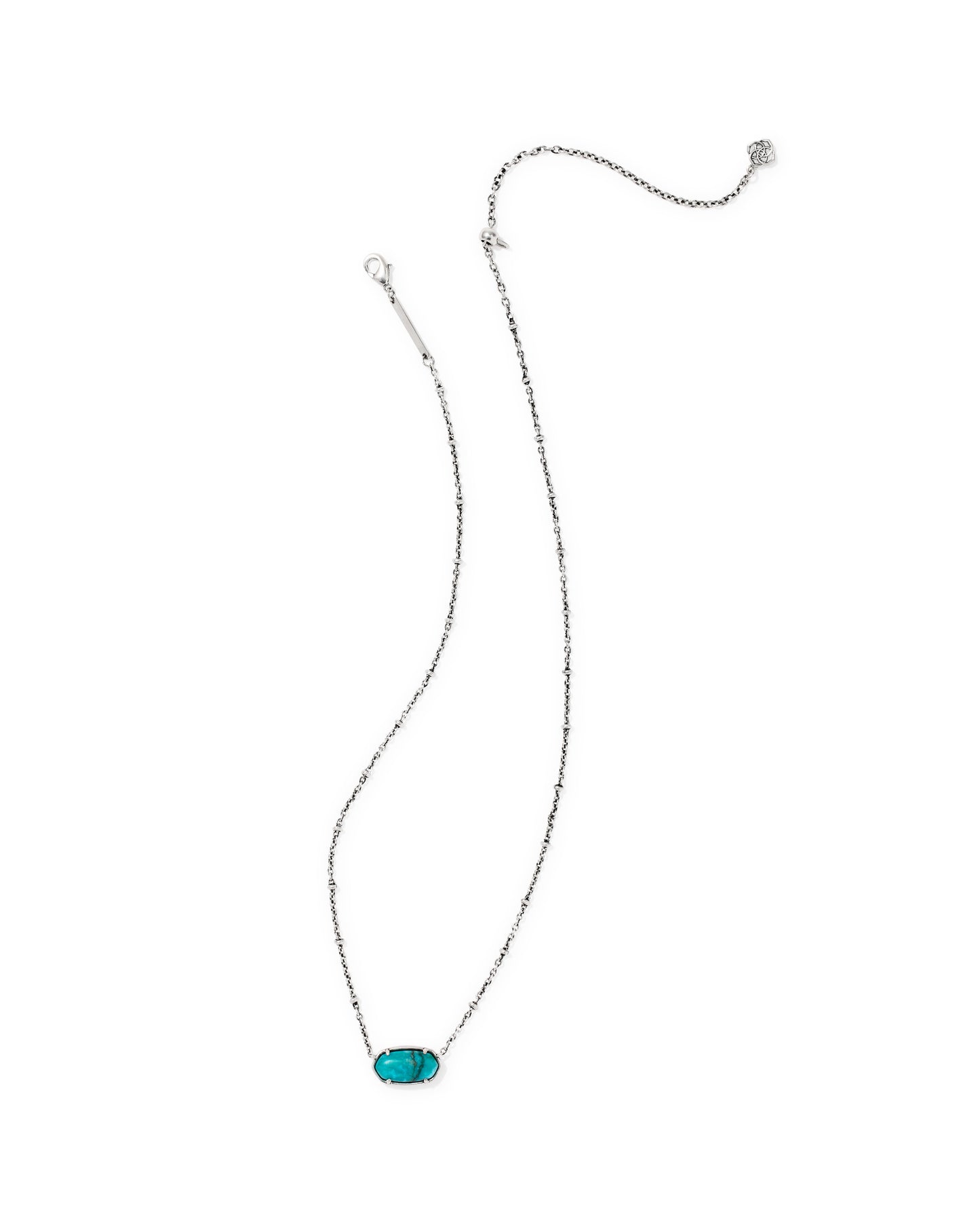 Tiger Striped Elisa Vintage Silver Short Pendant Necklace in Blue Marble