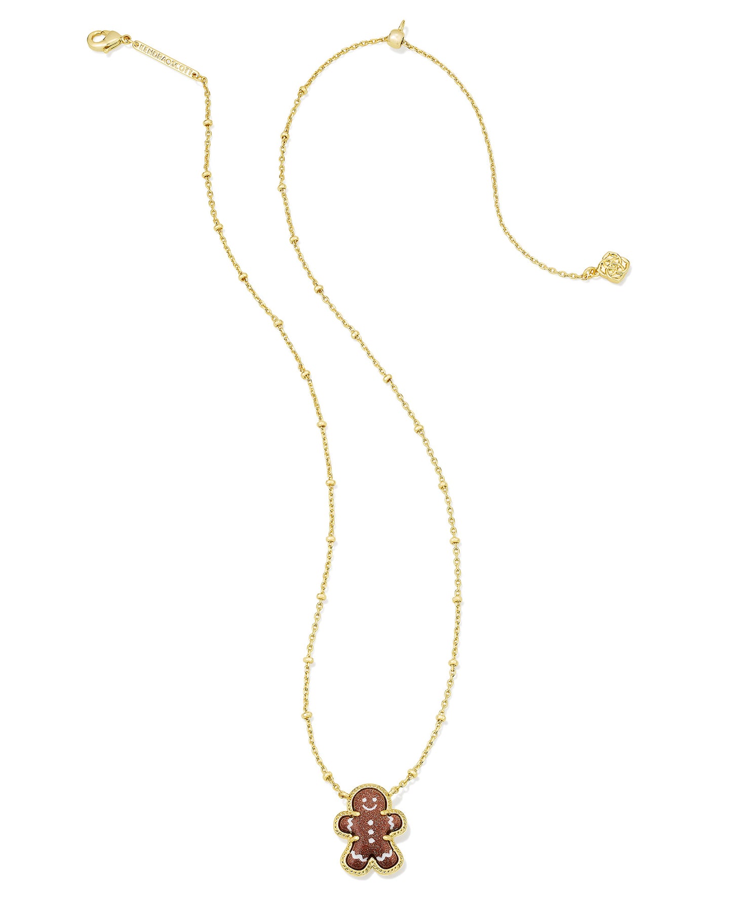 Gingerbread Gold Short Pendant Necklace in Brown Goldstone