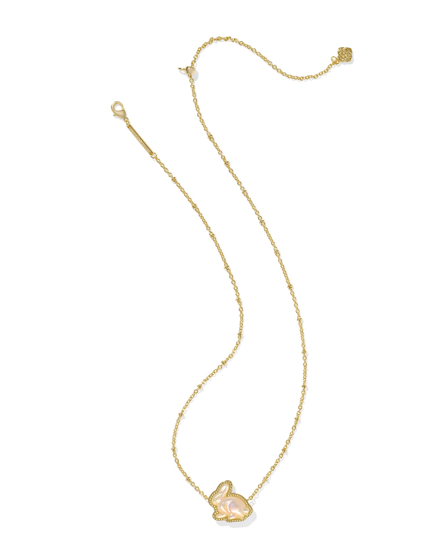 Bunny Gold Short Pendant Necklace in Taupe Mother-of-Pearl